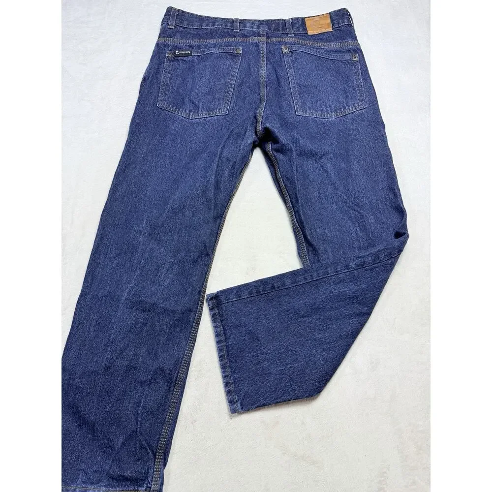 Origin USA Delta Denim Straight Leg Jeans Blue Men Size 34x28 Made In America